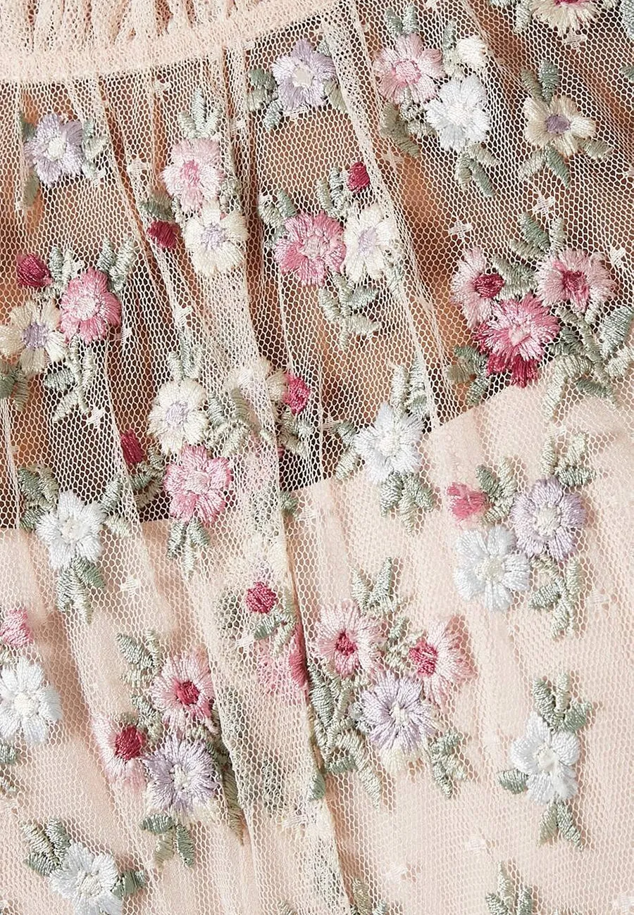 Blush Lovell Ditsy Embroidered Bodice Gown