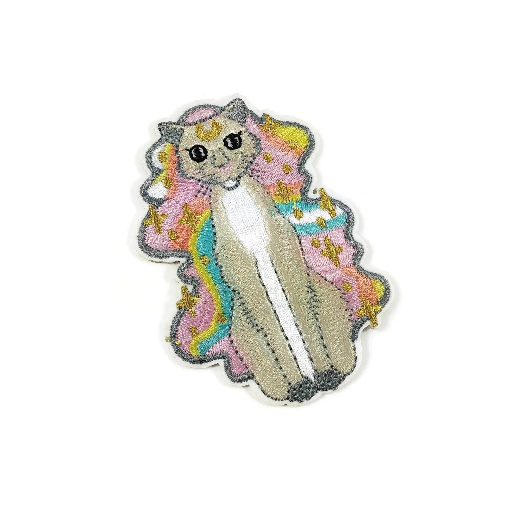 Boho mystic cat embroidered iron on patch