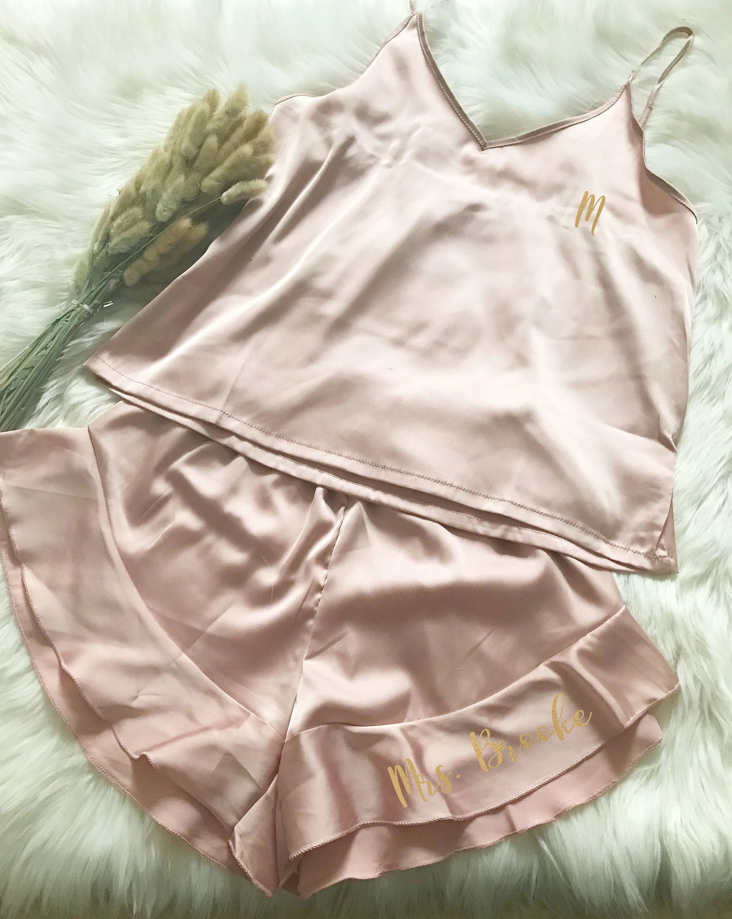 Bridesmaid Gift, Bridesmaid CAMI Pajama Set,Bridesmaid PJs,  Slumber Party Pjs, WHITE Bridal PJ