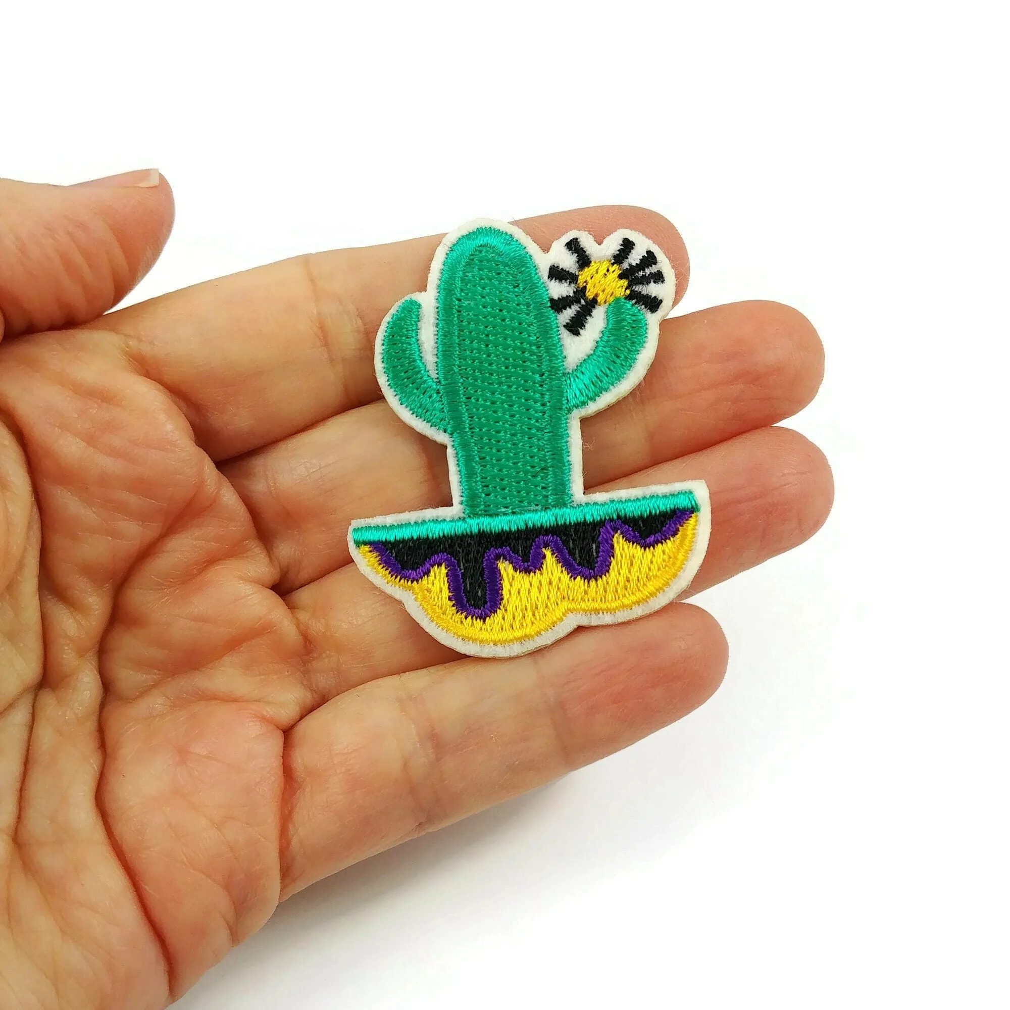 Cactus embroidered iron on patch