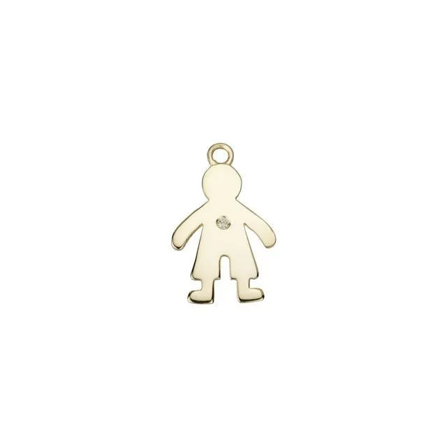 Charm, Kid Boy with Sunny Yellow Diamond 18x11mm, Gold Plated (1 Piece)