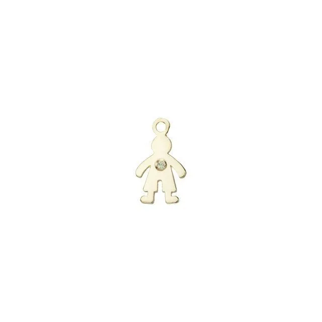 Charm, Kid Boy with Sunny Yellow Diamond 18x13mm, Gold Plated (1 Piece)