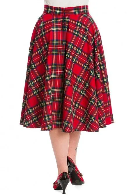 Dancing Days Retro 50s Red Tartan Party Swing Skirt