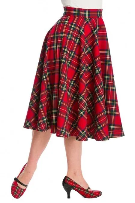 Dancing Days Retro 50s Red Tartan Party Swing Skirt