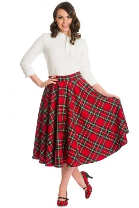 Dancing Days Retro 50s Red Tartan Party Swing Skirt