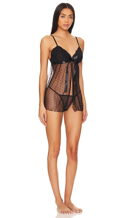 Flora Nikrooz Cynthia Babydoll Set in Black