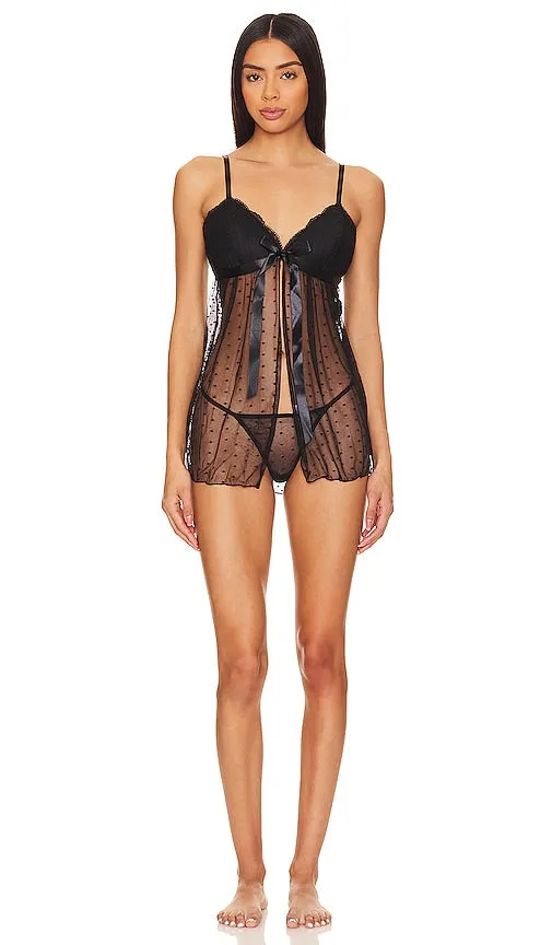 Flora Nikrooz Cynthia Babydoll Set in Black