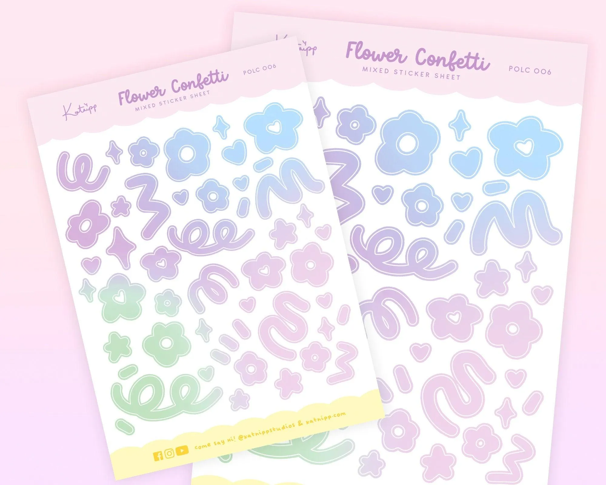 Flower Confetti Sticker Sheet | Pastel Multicolour Deco Stickers | Kawaii Journal & Planner Accessories | POLC 006
