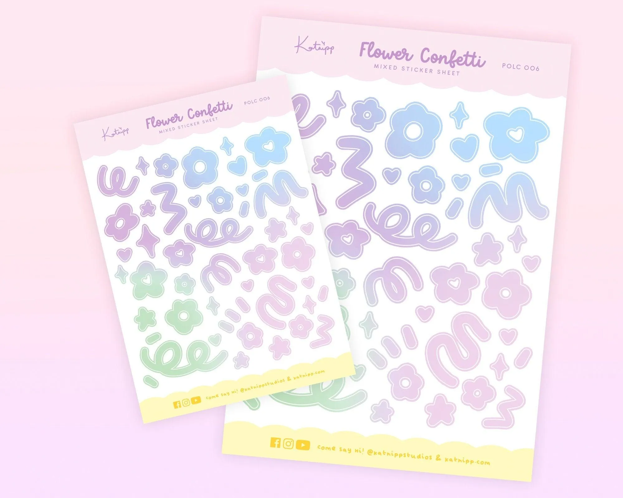 Flower Confetti Sticker Sheet | Pastel Multicolour Deco Stickers | Kawaii Journal & Planner Accessories | POLC 006