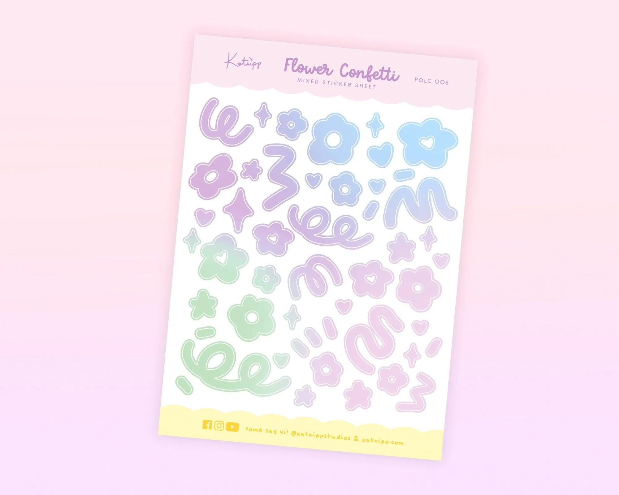 Flower Confetti Sticker Sheet | Pastel Multicolour Deco Stickers | Kawaii Journal & Planner Accessories | POLC 006