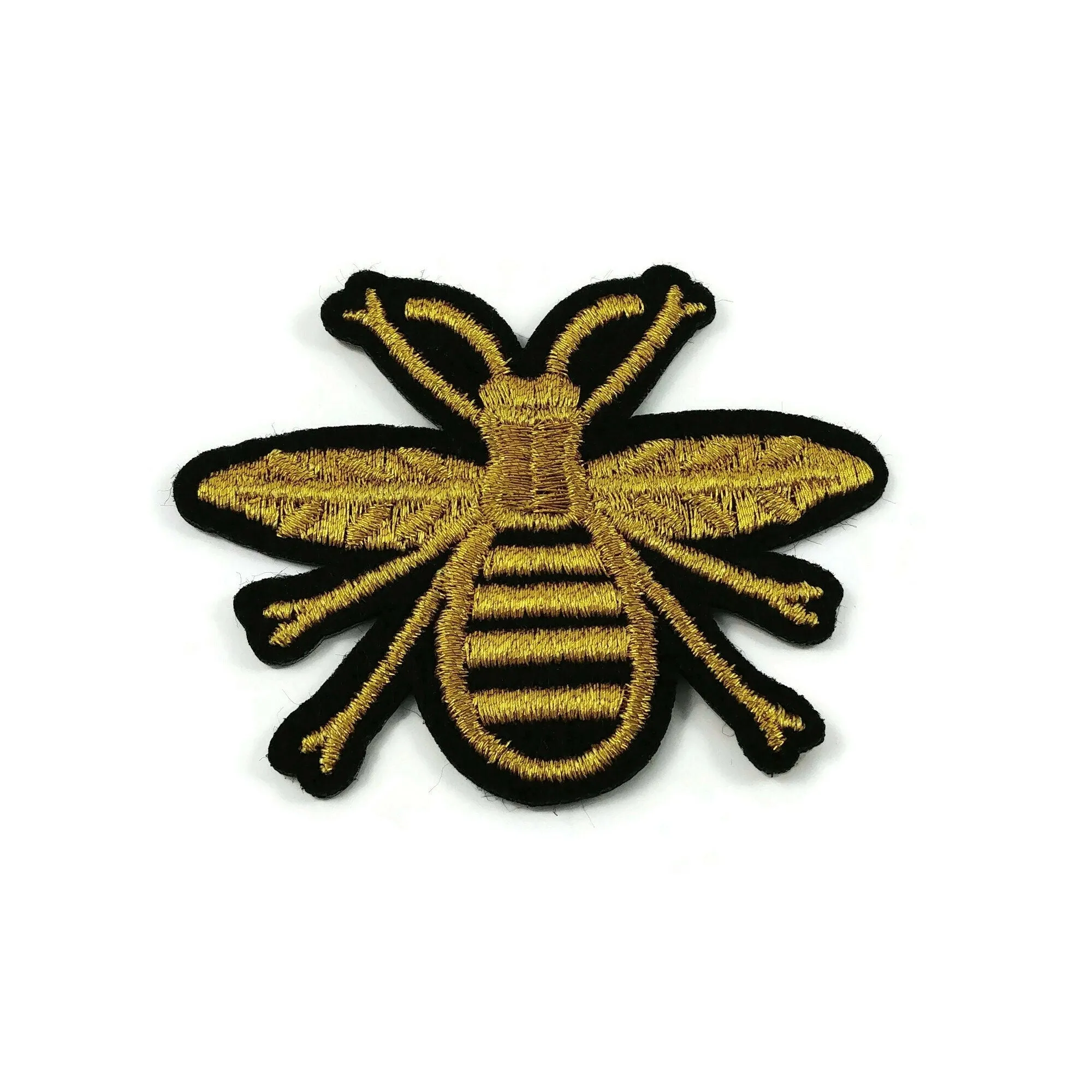 Golden bee embroidered iron on patch