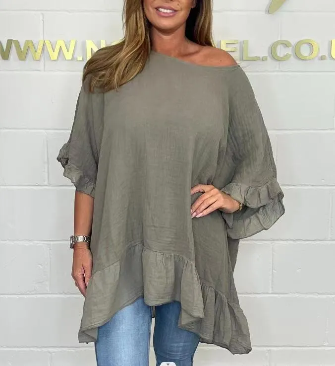 🔥Hot Sale-50% Off💟Loose Pleated Off Shoulder Blouses for Women