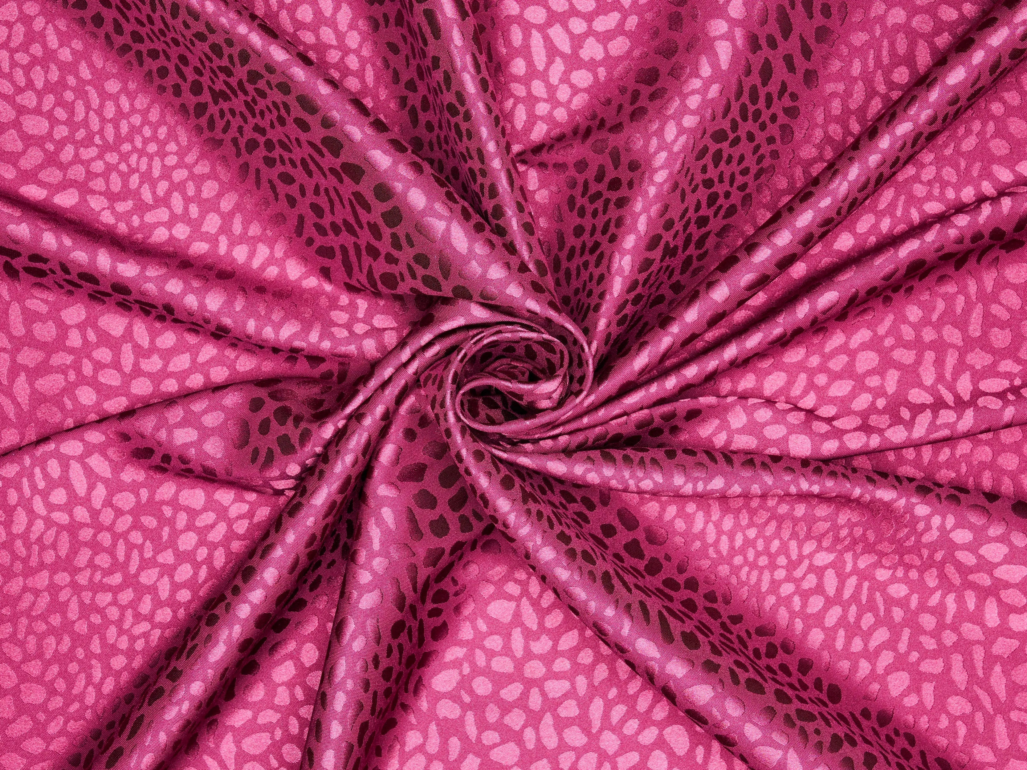 JACQUARD silky SATIN fabric by the yard - small Cheetah jacquard pattern -  flowy fabric