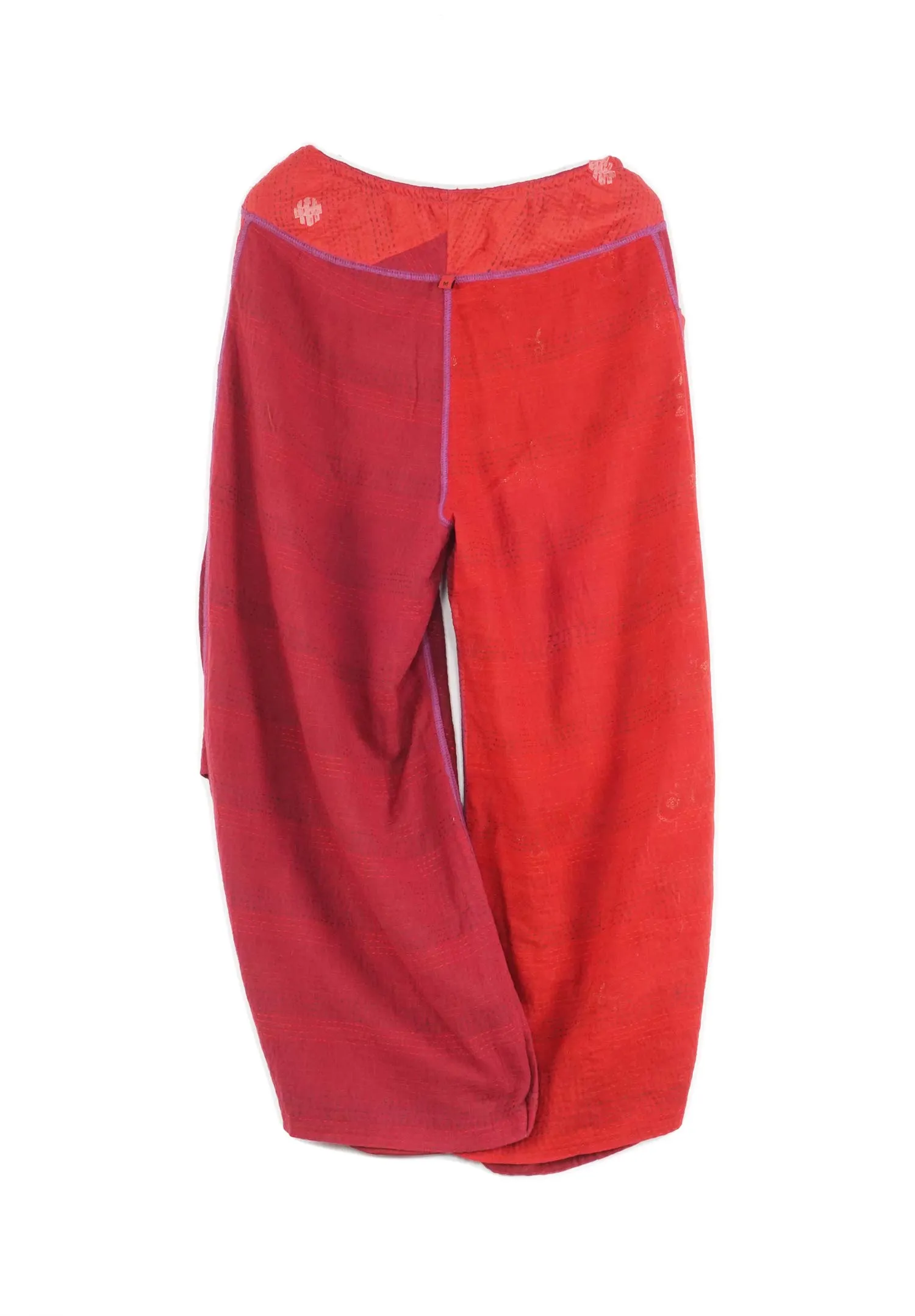 JAIPUR PATCH KANTHA KNEE TUCKED PANTS - jp2625-red -