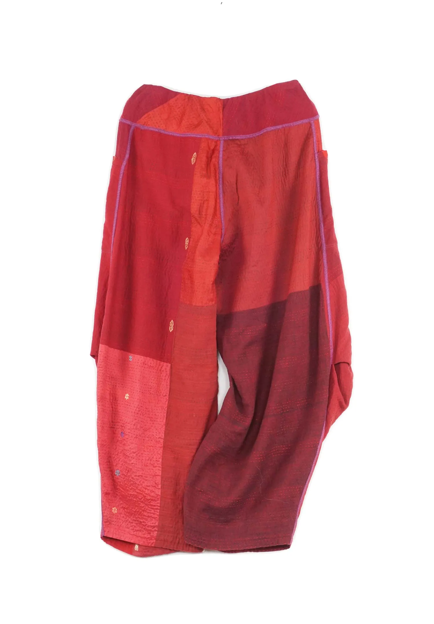JAIPUR PATCH KANTHA KNEE TUCKED PANTS - jp2625-red -