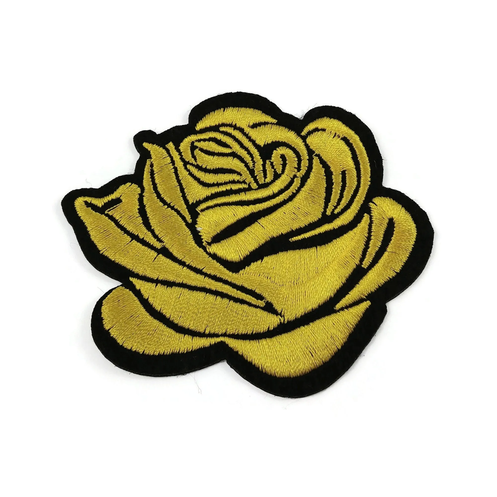 Large rose flower embroidered patch