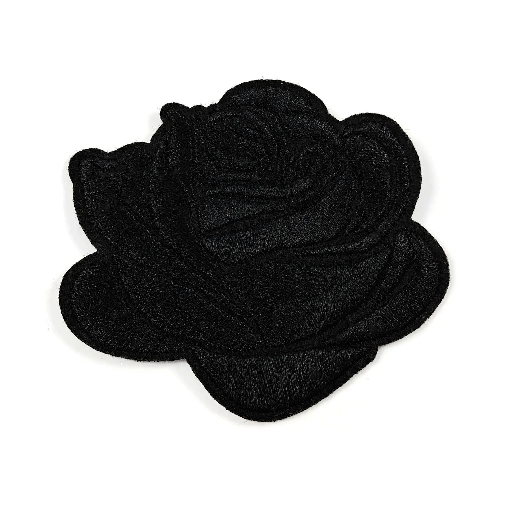 Large rose flower embroidered patch
