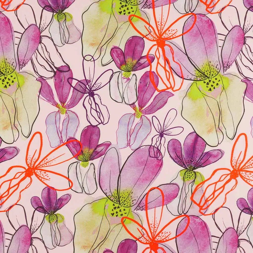 Lenzing Ecovero - Pastel Pink Mr Beardy Viscose Woven Fabric by Nerida Hansen Sample
