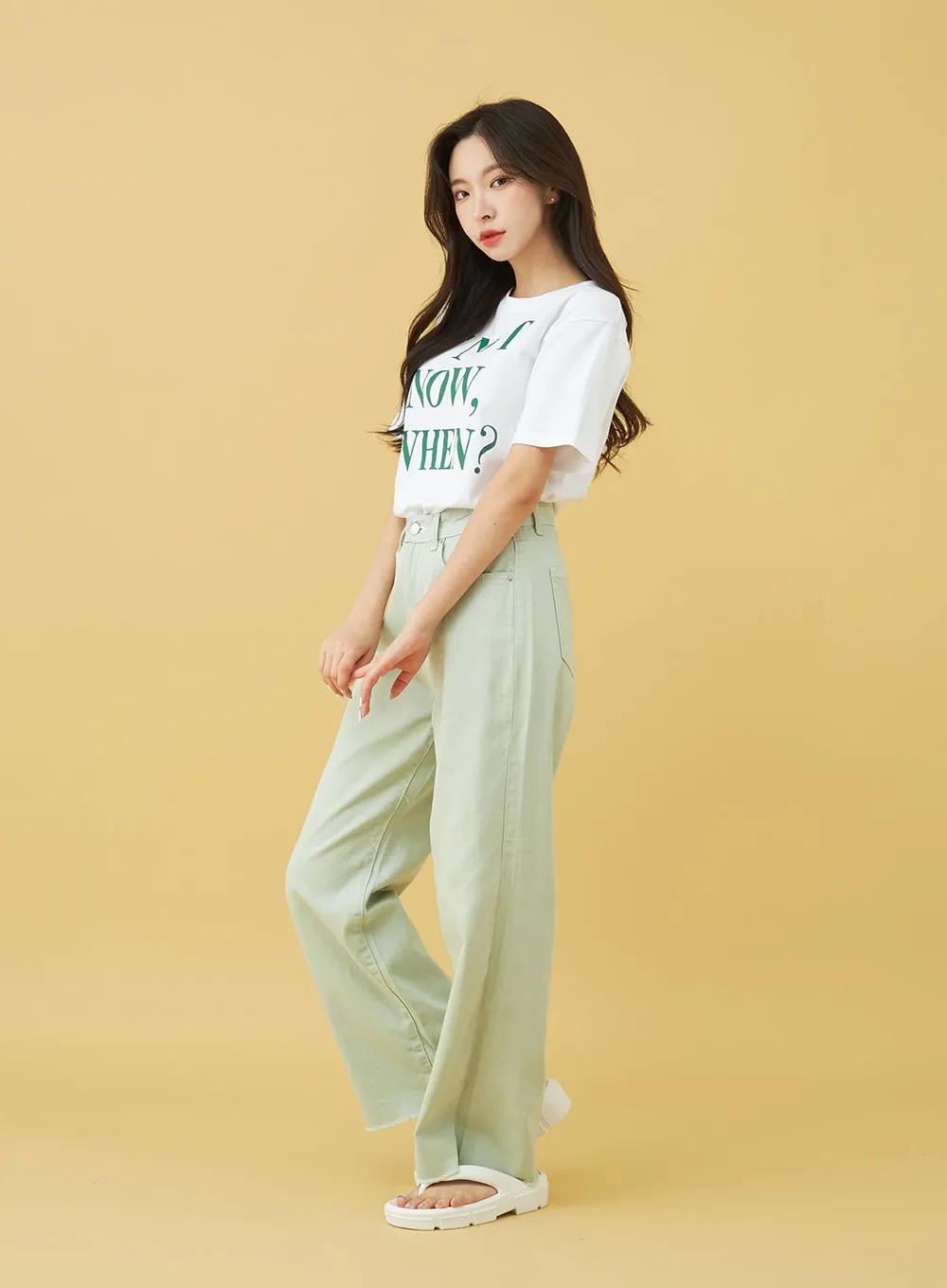 Light Semi Wide Cotton Pants BU0807