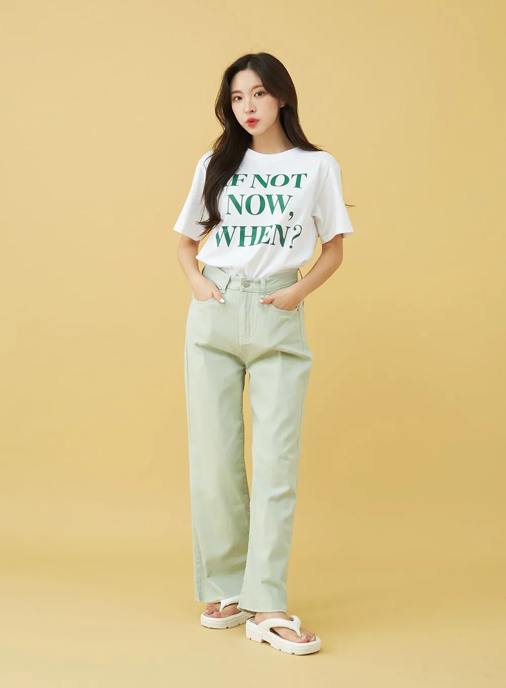 Light Semi Wide Cotton Pants BU0807