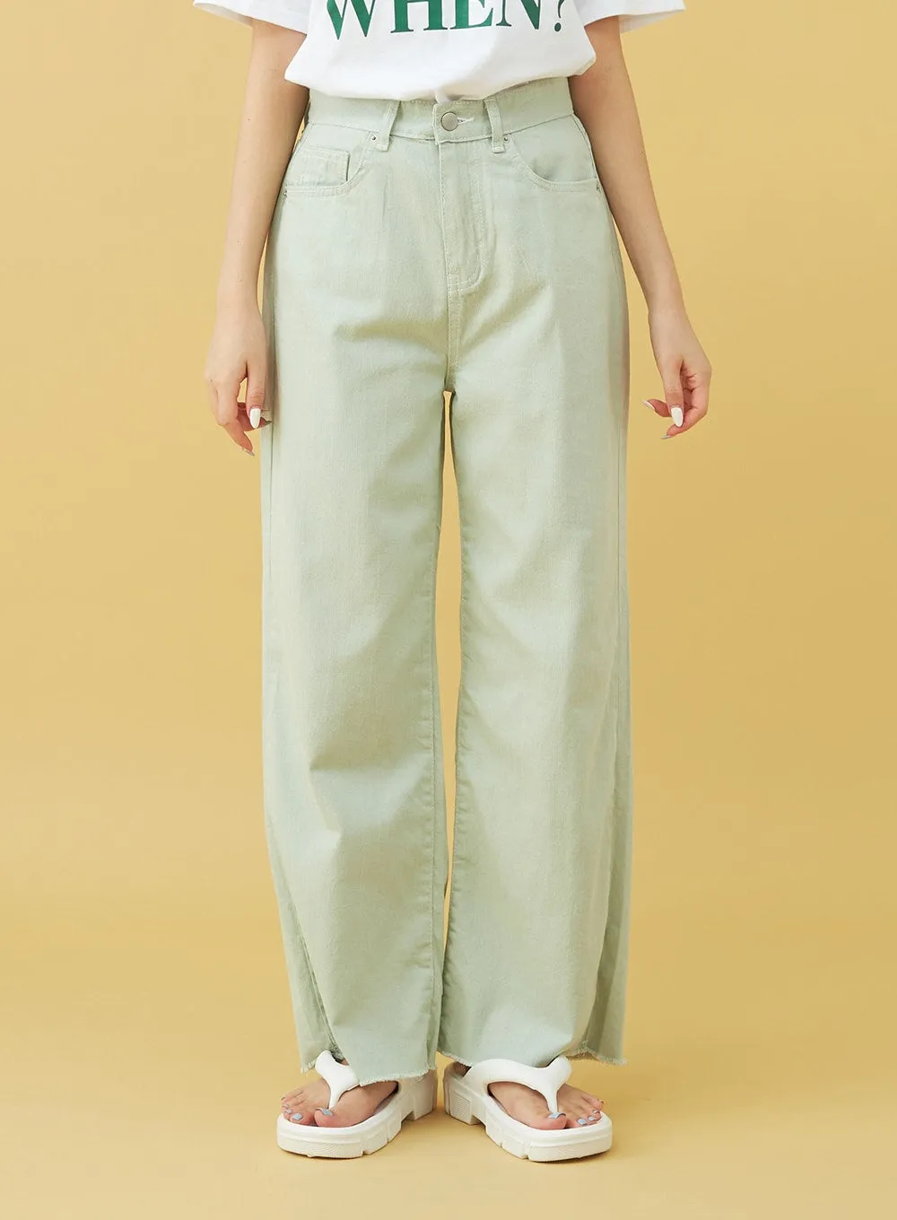 Light Semi Wide Cotton Pants BU0807