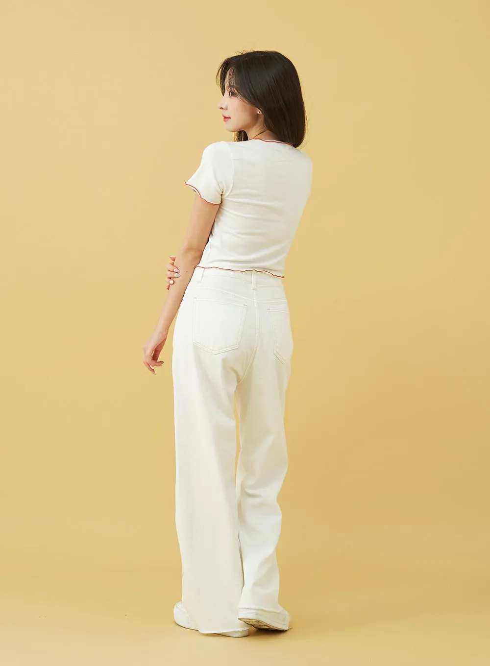 Light Semi Wide Cotton Pants BU0807
