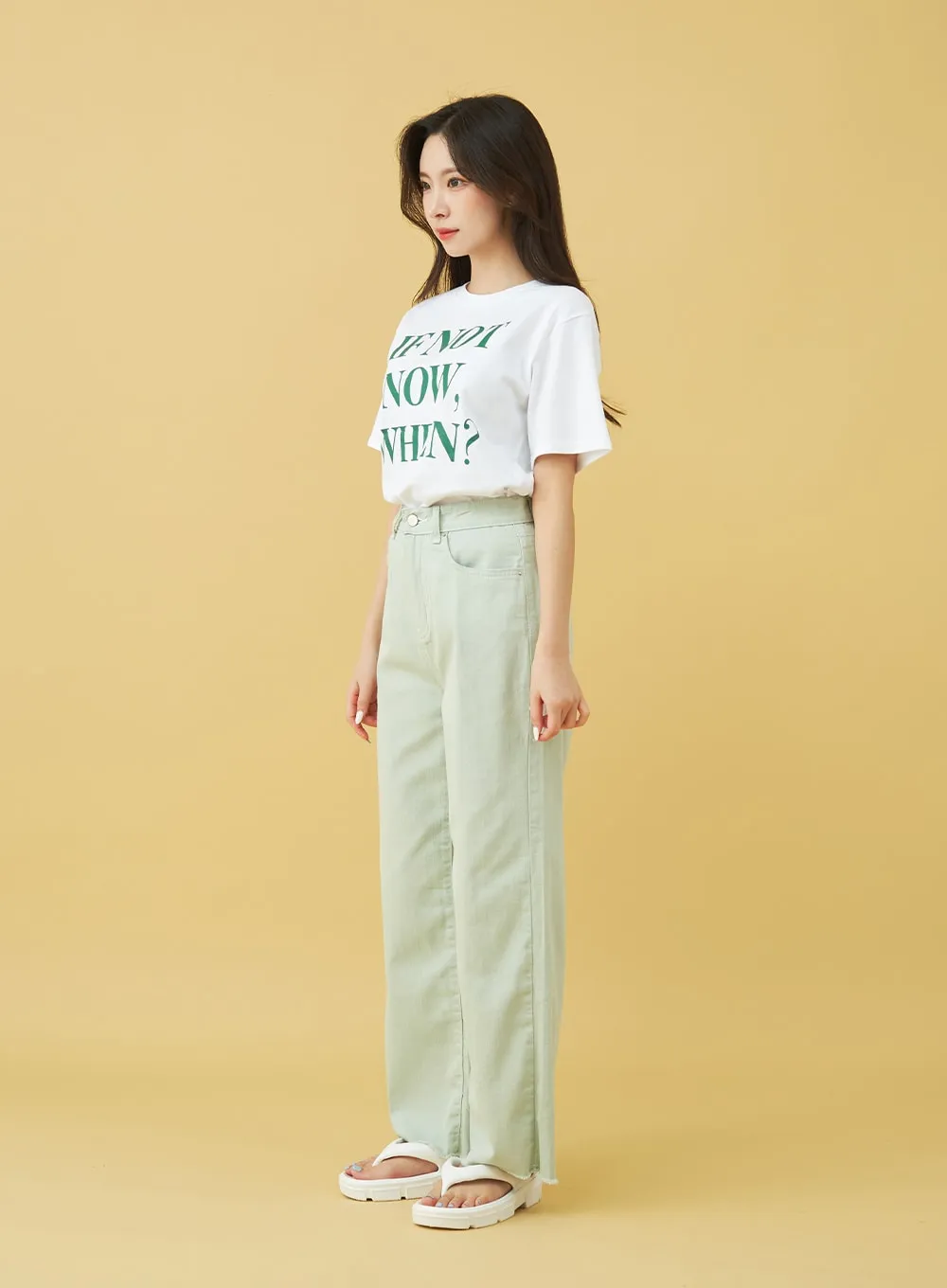 Light Semi Wide Cotton Pants BU0807
