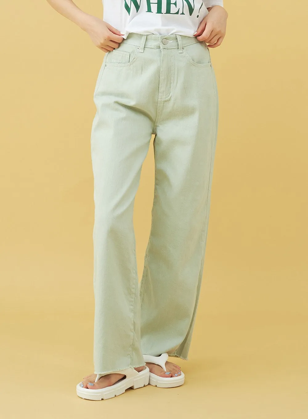 Light Semi Wide Cotton Pants BU0807