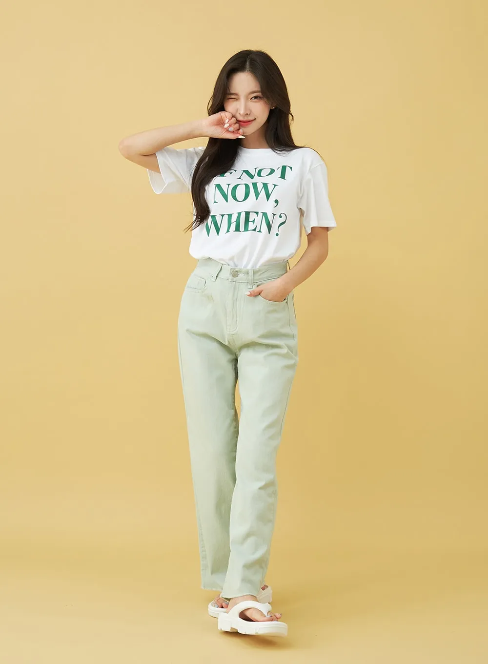 Light Semi Wide Cotton Pants BU0807