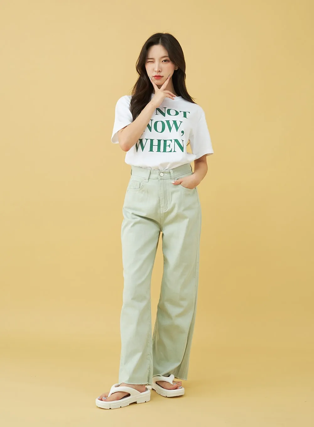 Light Semi Wide Cotton Pants BU0807