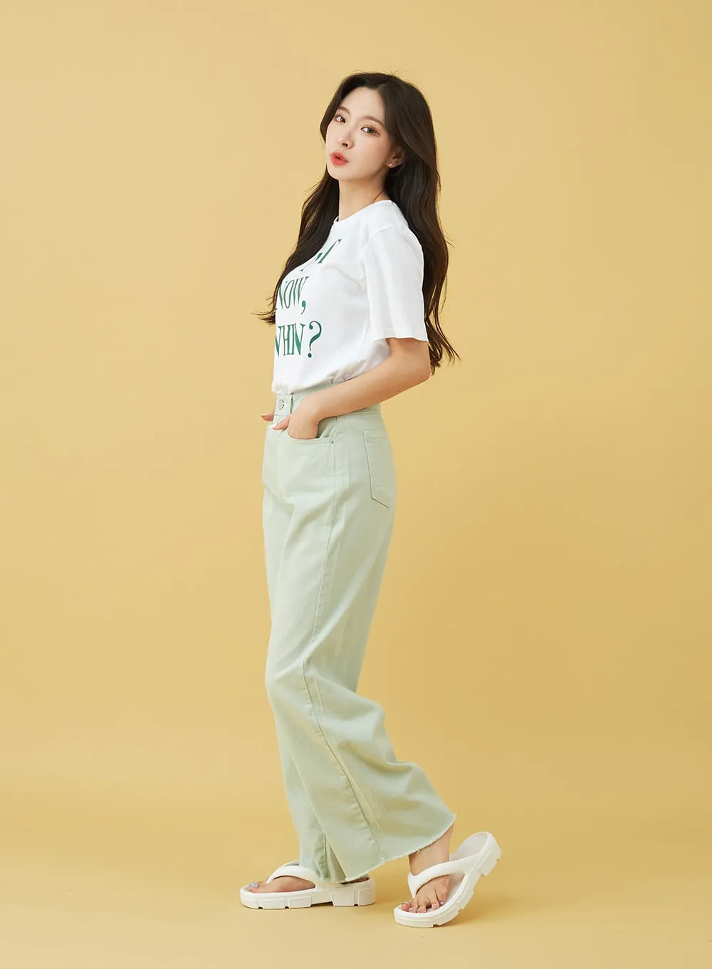 Light Semi Wide Cotton Pants BU0807