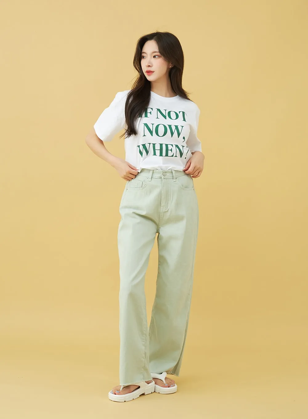 Light Semi Wide Cotton Pants BU0807