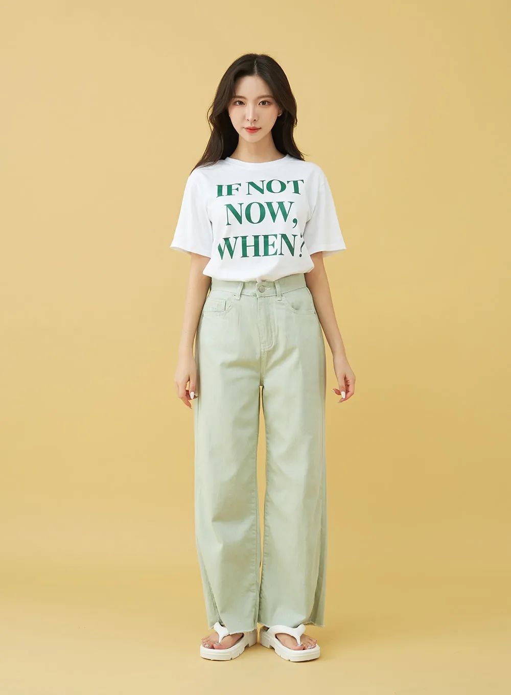 Light Semi Wide Cotton Pants BU0807