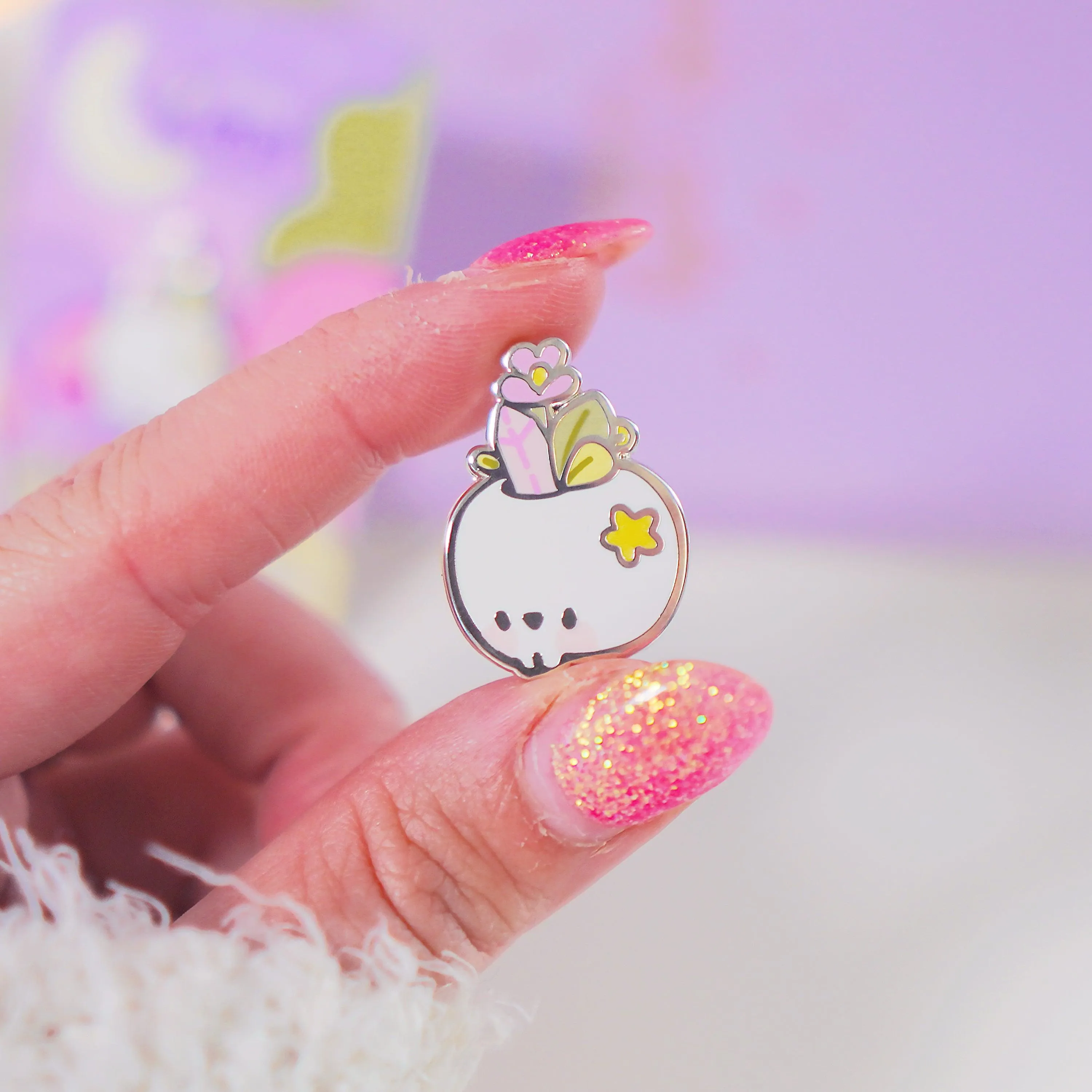 Magical Skull Enamel Pin | Pastel Witch Collection | Kawaii Gothic Accessory | Crystals & Herbs
