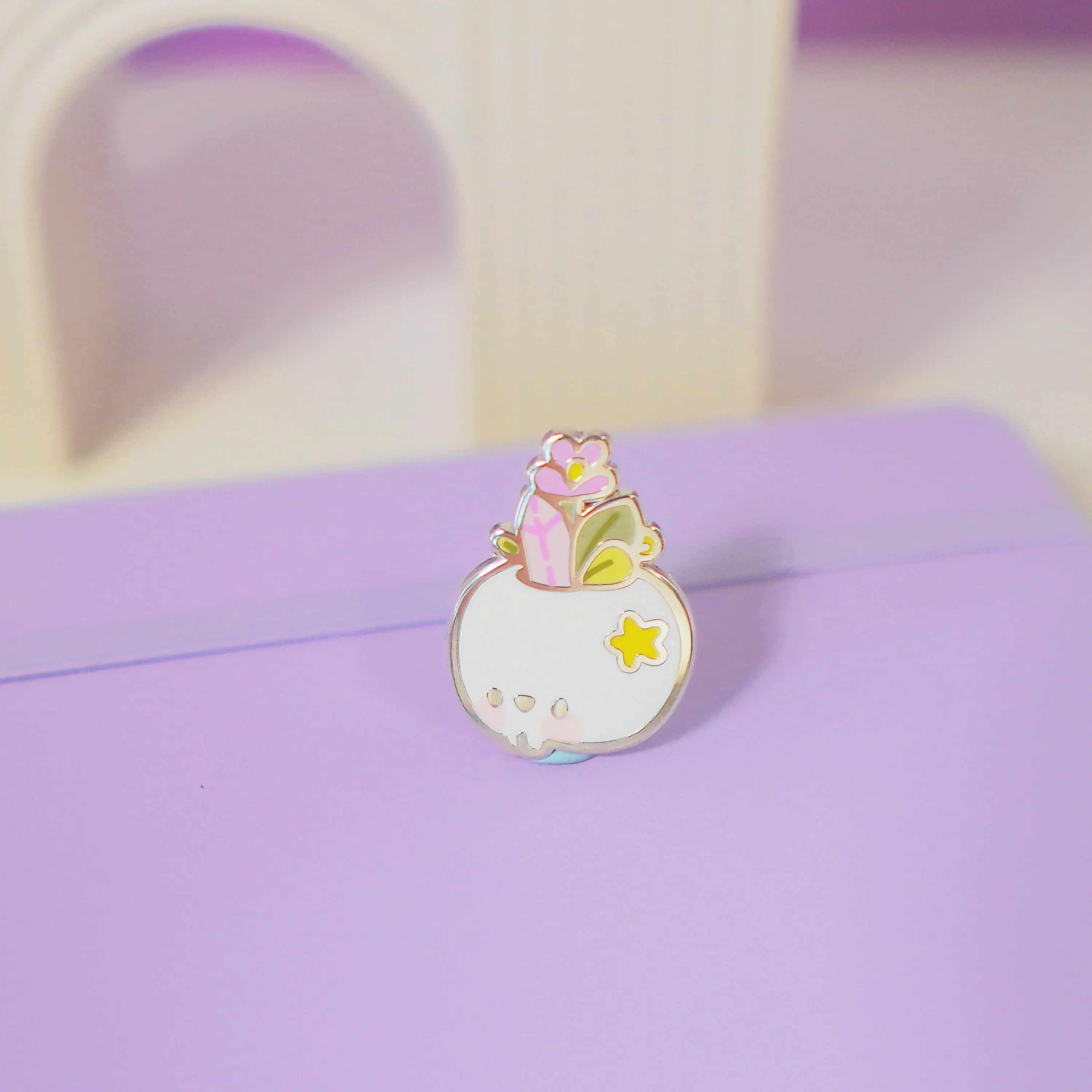 Magical Skull Enamel Pin | Pastel Witch Collection | Kawaii Gothic Accessory | Crystals & Herbs