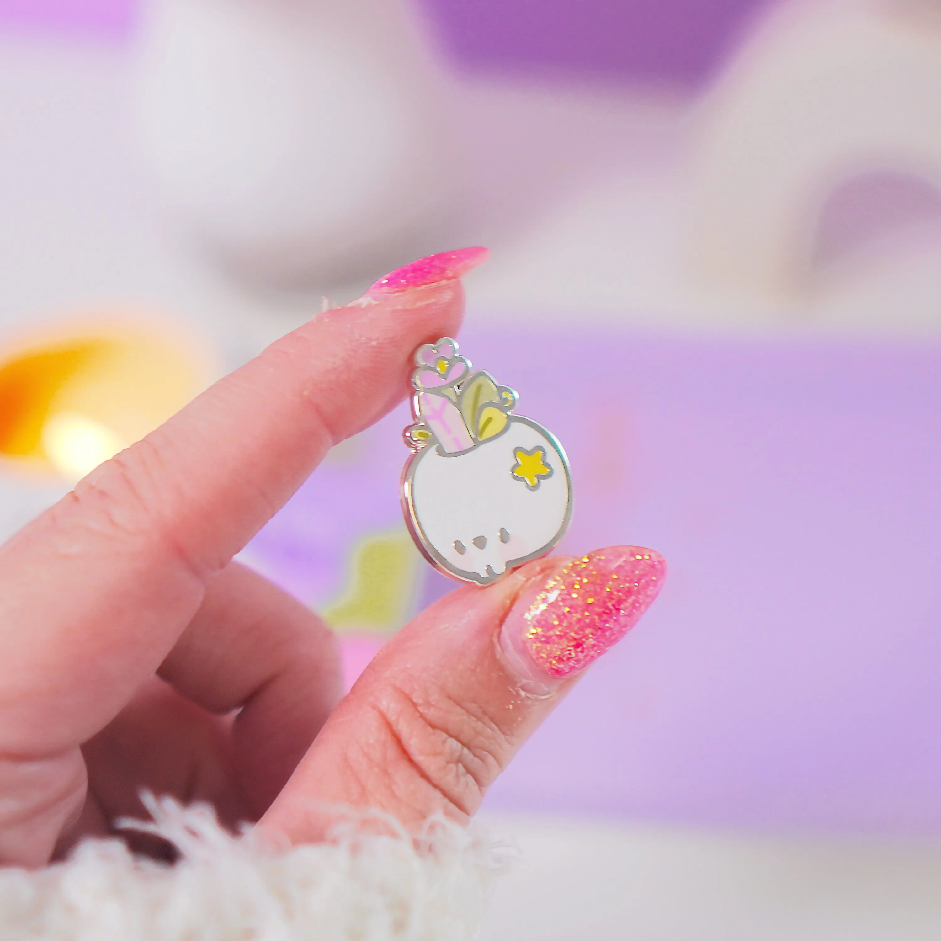Magical Skull Enamel Pin | Pastel Witch Collection | Kawaii Gothic Accessory | Crystals & Herbs