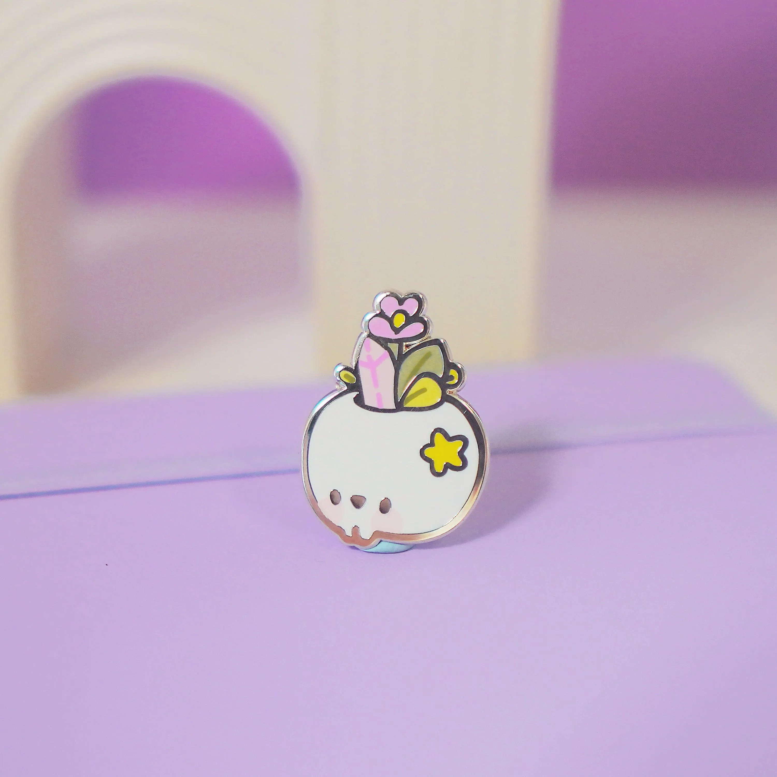 Magical Skull Enamel Pin | Pastel Witch Collection | Kawaii Gothic Accessory | Crystals & Herbs