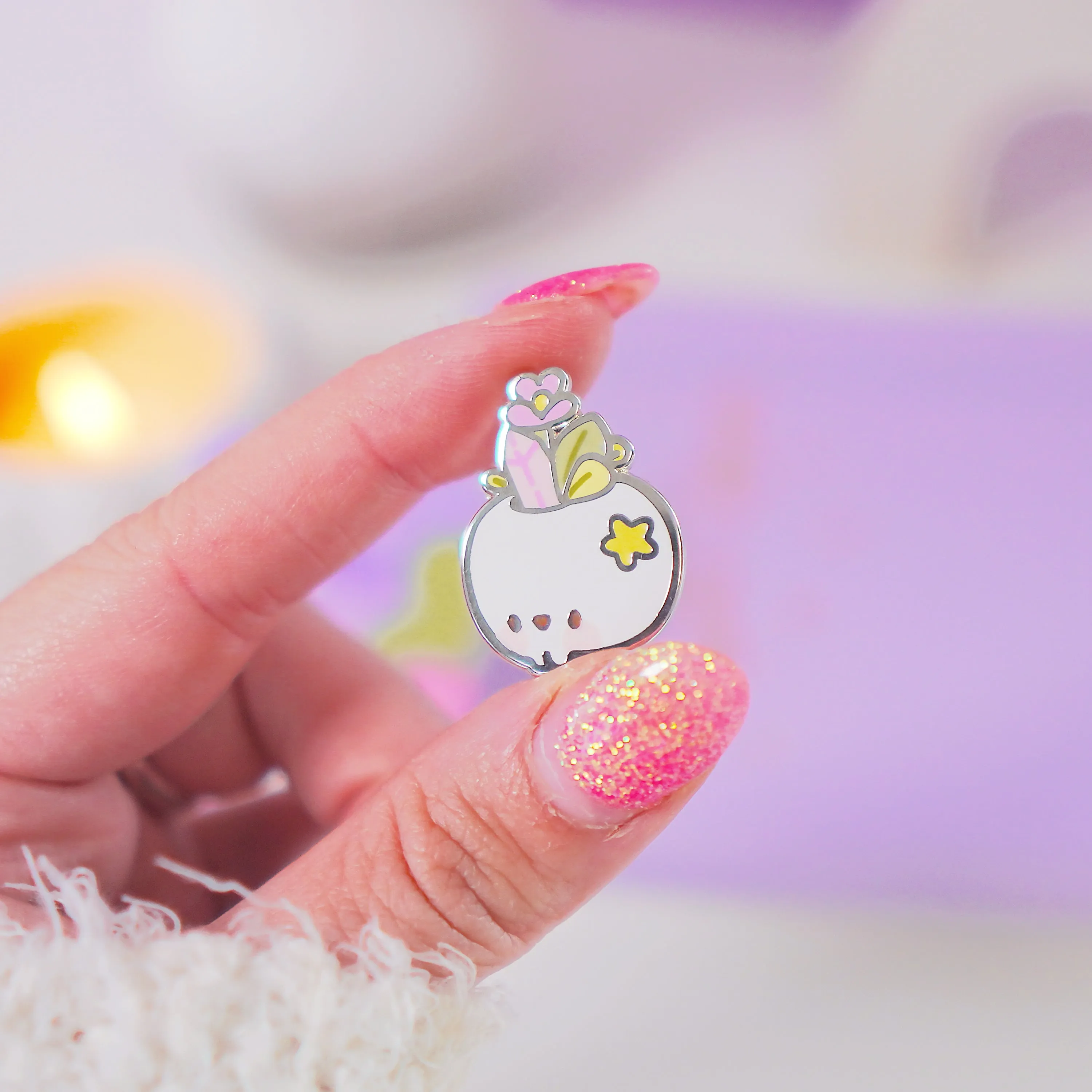 Magical Skull Enamel Pin | Pastel Witch Collection | Kawaii Gothic Accessory | Crystals & Herbs