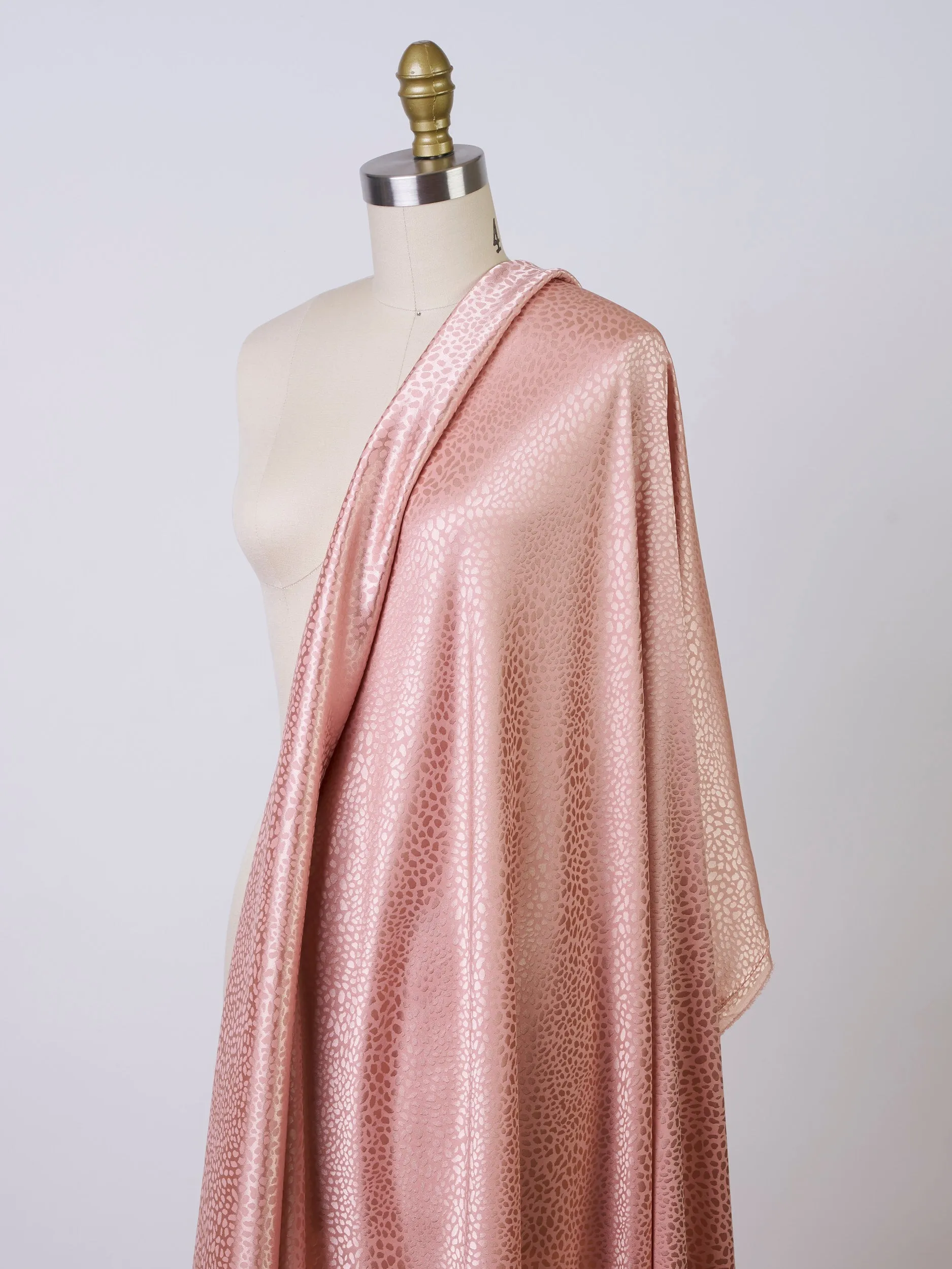 MAUVE SILKY JACQUARD SATIN fabric by the yard - small animal  jacquard pattern - lightweight flowy fabric