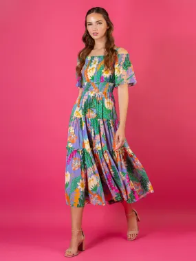 Optional Shoulder Silk Dress