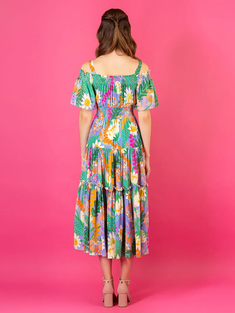 Optional Shoulder Silk Dress