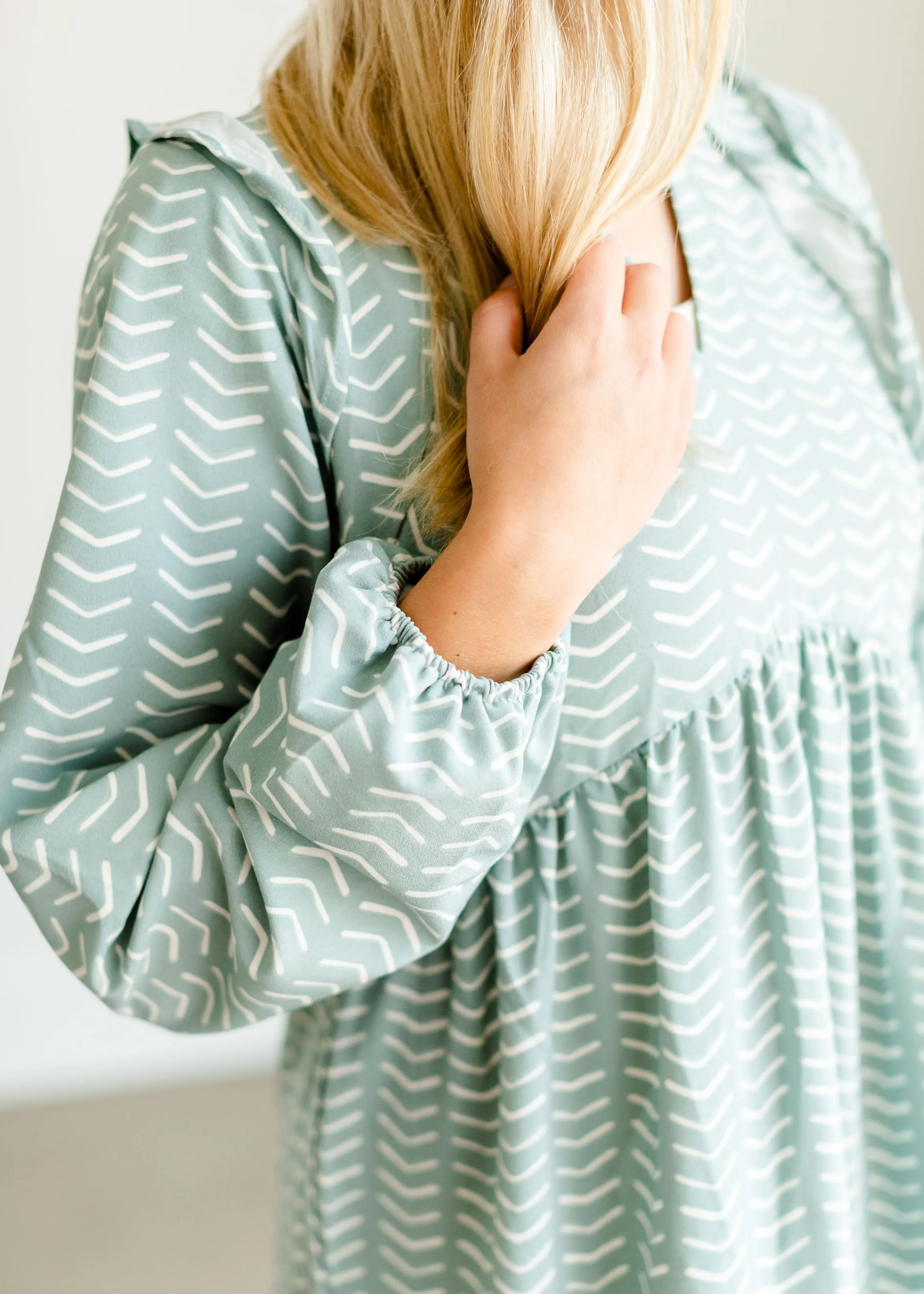 Sky Ruffle Shoulder Flowy Midi Dress - FINAL SALE