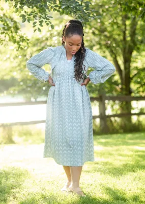 Sky Ruffle Shoulder Flowy Midi Dress - FINAL SALE